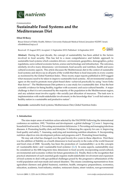 Sustainable Food Systems and the Mediterranean Diet
