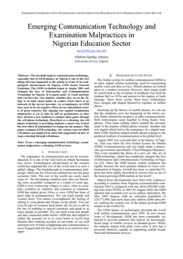 Emerging Communication Technology and Examination Malpractices in Nigerian Education Sector