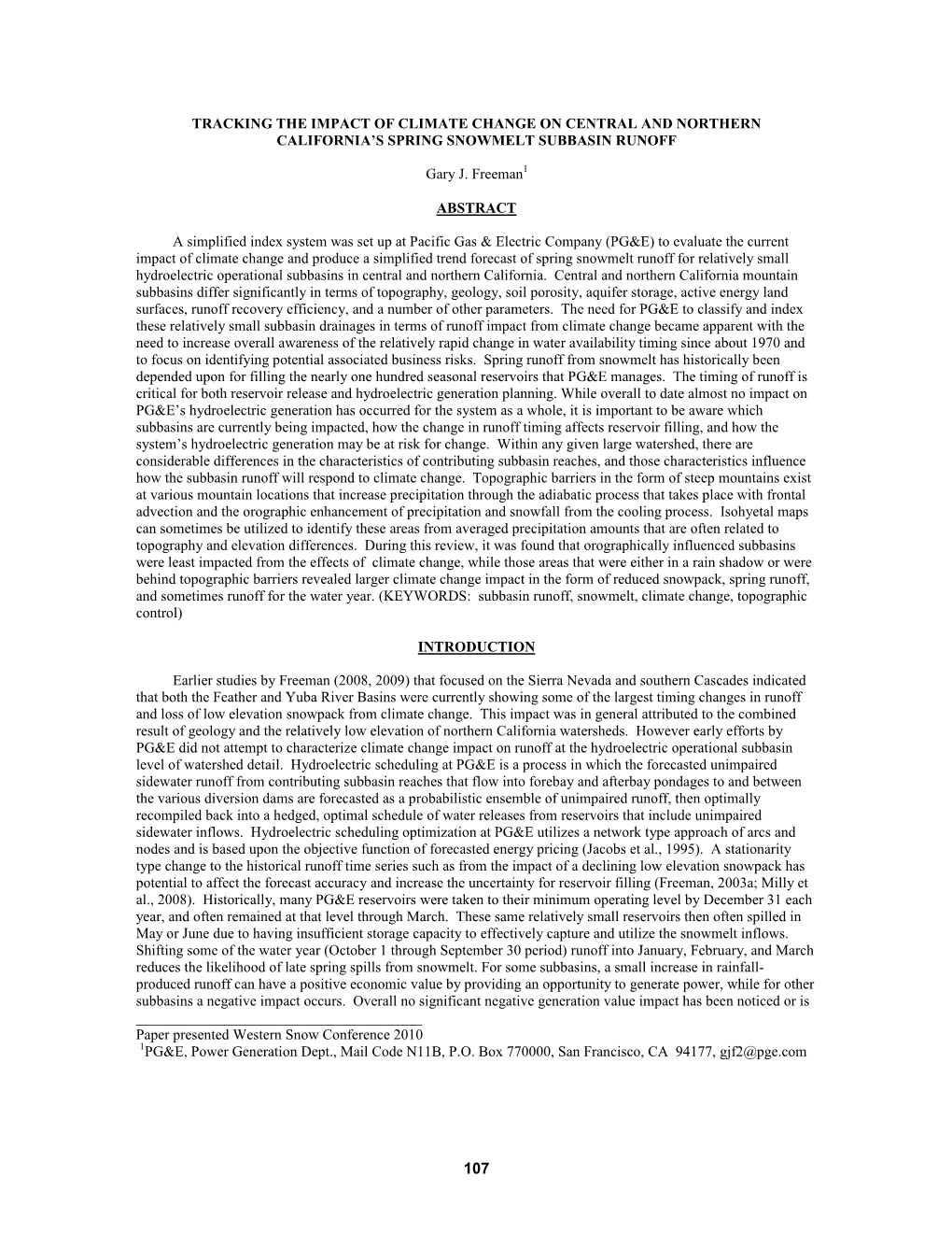 Tracking the Impact of Climate Change on Central and Northern California’S Spring Snowmelt Subbasin Runoff