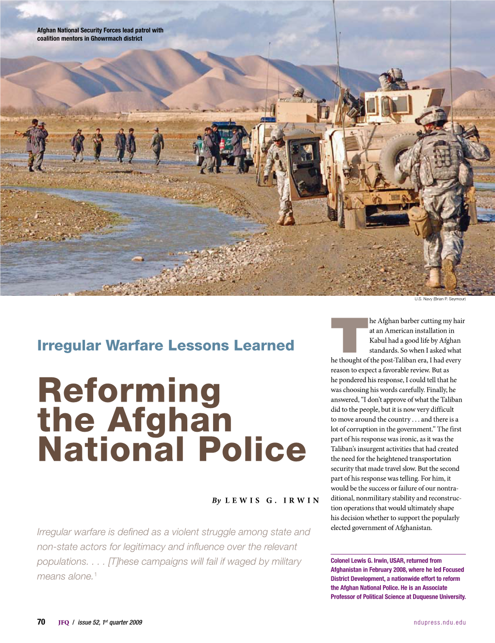 Reforming the Afghan National Police