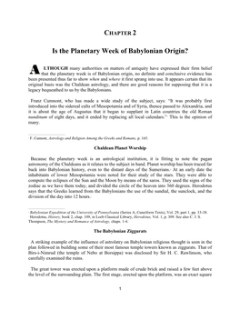 Chapter 2 – Is the Planetary Week of Babylonian Origin?