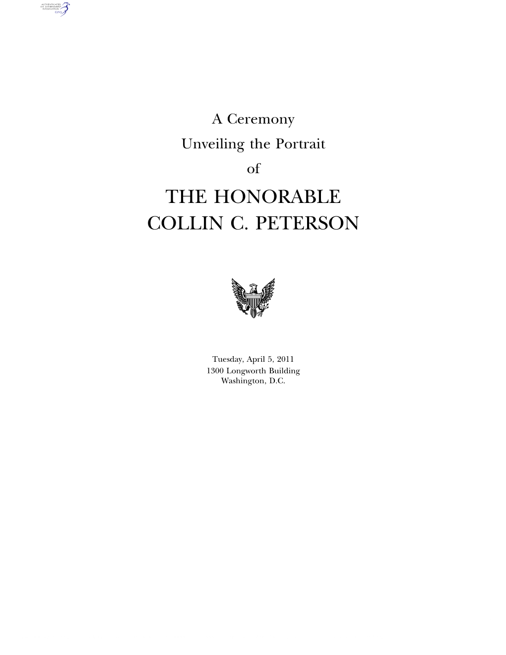 The Honorable Collin C. Peterson