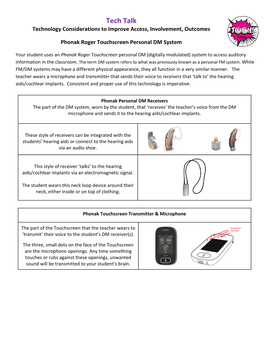 Tech Talk Technology Considerations to Improve Access, Involvement, Outcomes