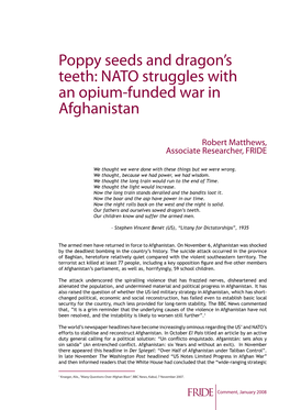 NATO Struggles with an Opium-Funded War in Afghanistan