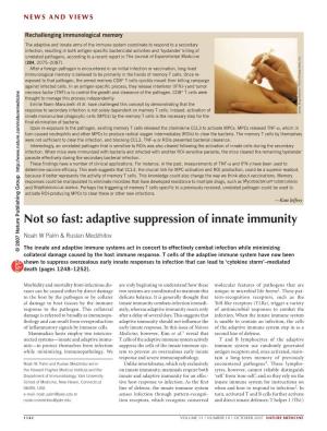 Adaptive Suppression of Innate Immunity Nature Publishing Group Group Nature Publishing