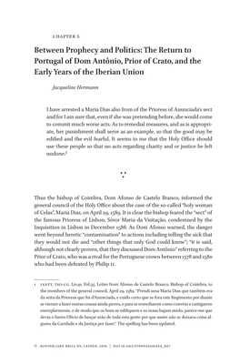 Between Prophecy and Politics: the Return to Portugal of Dom Antônio, Prior of Crato, and the Early Years of the Iberian Union
