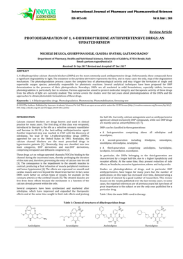 Photodegradation of 1, 4-Dihydropyridine Antihypertensive Drugs: an Updated Review