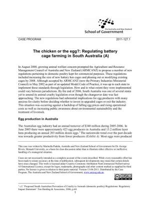 The Chicken Or the Egg?: Regulating Battery Cage Farming in South Australia (A)