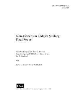 Non-Citizens in Today's Military