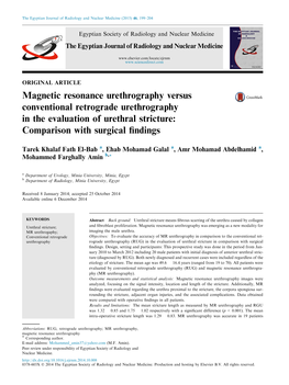 Magnetic Resonance Urethrography Versus Conventional Retrograde Urethrography in the Evaluation of Urethral Stricture: Comparison with Surgical ﬁndings