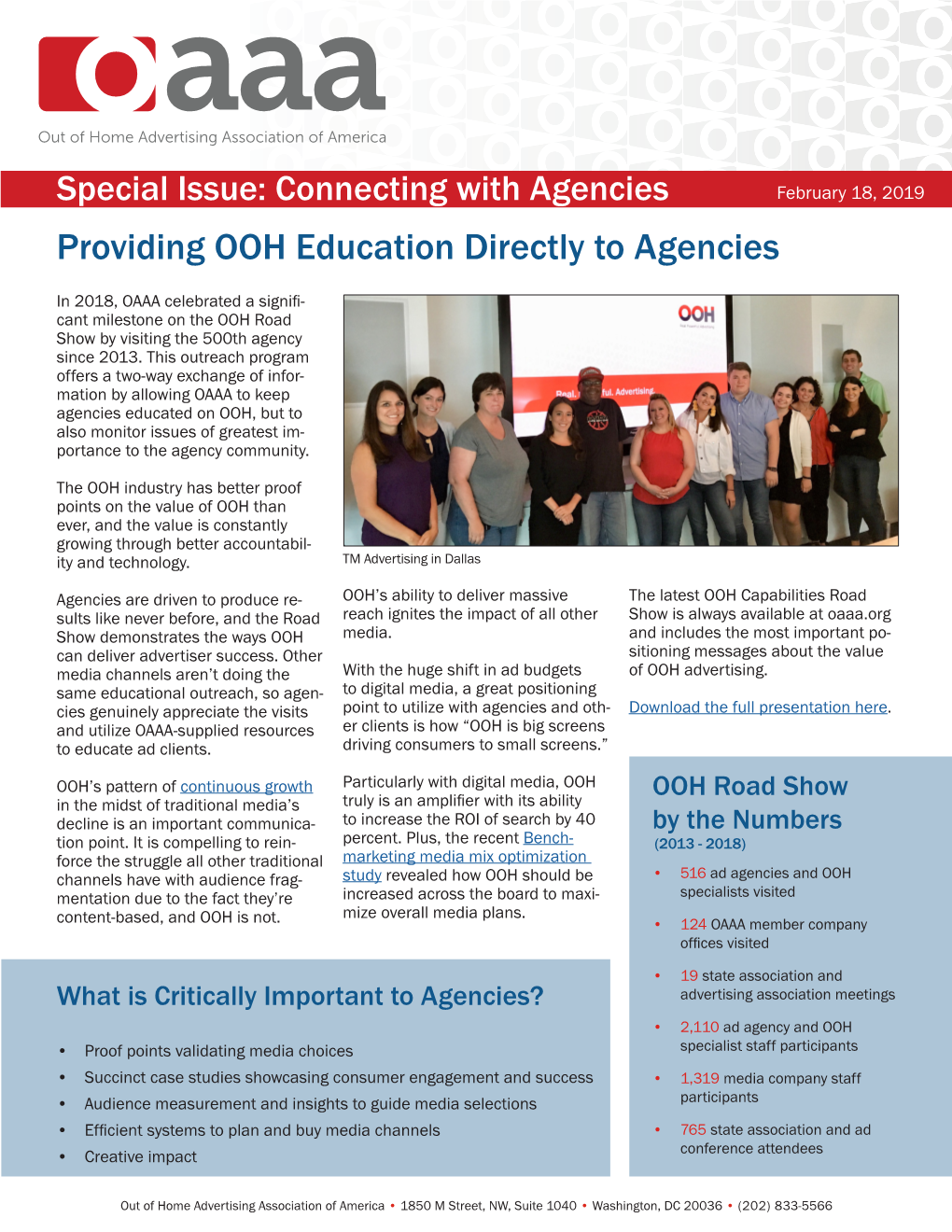 Providing OOH Education Directly to Agencies