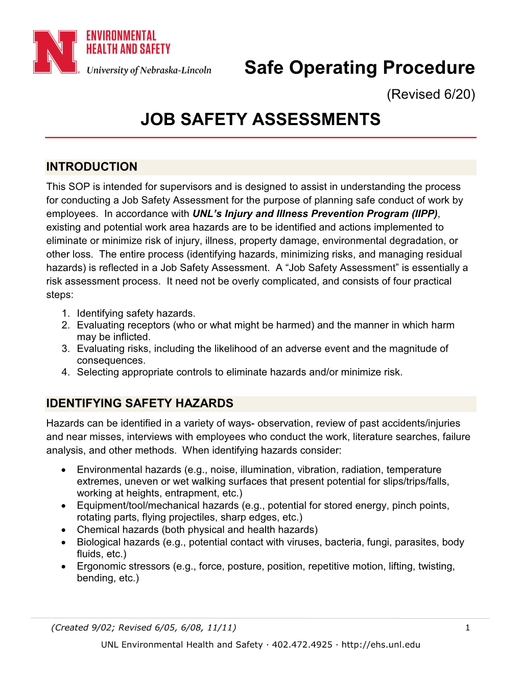 Job Safety Assessments