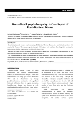 Generalized Lymphadenopathy: a Case Report of Rosai-Dorfman Disease