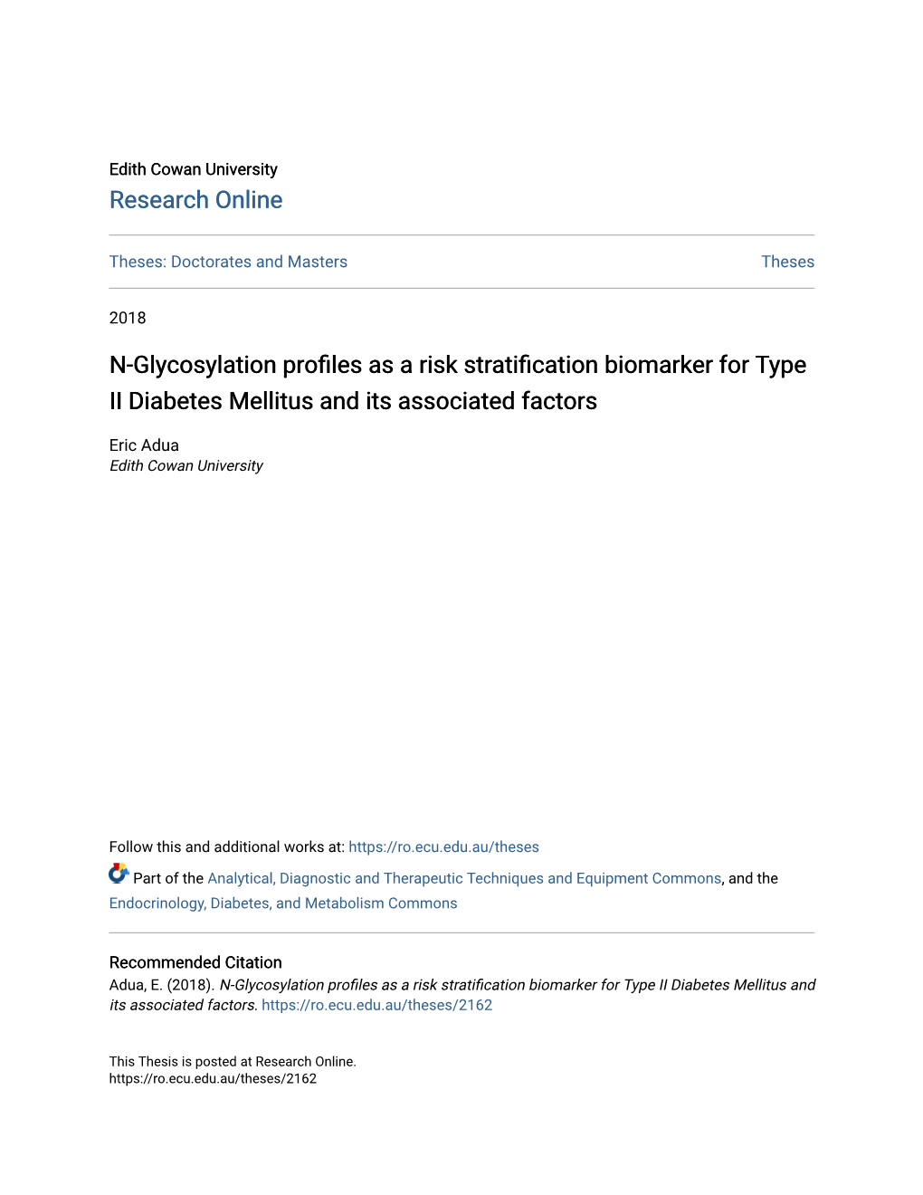 N-Glycosylation Profiles As a Risk Stratification Biomarker for Type II Diabetes Mellitus and Its Associated Factors