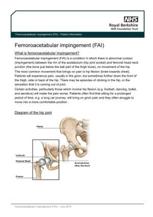 Femoroacetabular Impingement (FAI) - Patient Information