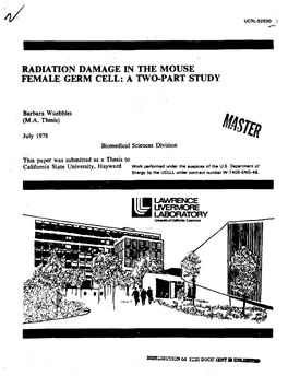 Radiation Damage in the Mouse Female Germ Cell: a Two-Part Study