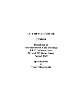 CITY of SUMMERSIDE TENDER Demolition of Four Downtown Core