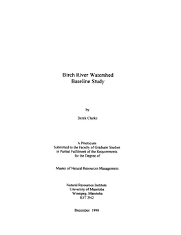 Birch River Watershed Baseline Study
