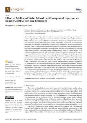 Effect of Methanol/Water Mixed Fuel Compound Injection on Engine Combustion and Emissions