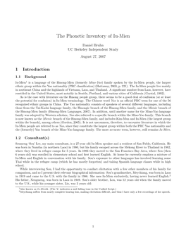 The Phonetic Inventory of Iu-Mien