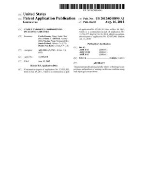 (12) Patent Application Publication (10) Pub. No.: US 2012/0208890 A1 Gousse Et Al