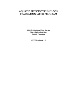 Aqtjatic Hffects Technotogy Evatuation (Aete} Program