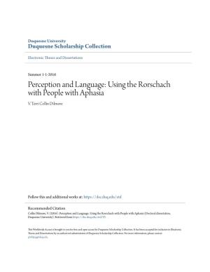 Perception and Language: Using the Rorschach with People with Aphasia V