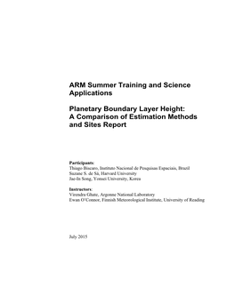 Planetary Boundary Layer Height: a Comparison of Estimation Methods and Sites Report
