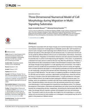 Three-Dimensional Numerical Model of Cell Morphology During Migration in Multi- Signaling Substrates