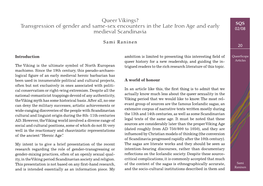 Queer Vikings? SQS Transgression of Gender and Same-Sex Encounters in the Late Iron Age and Early 02/08 Medieval Scandinavia