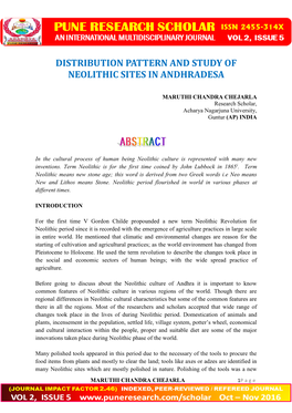 Distribution Pattern and Study of Neolithic Sites in Andhradesa