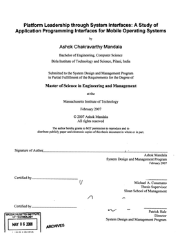 A Study of Application Programming Interfaces for Mobile Operating Systems by Ashok Chakravarthy Mandala