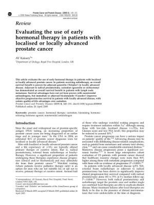 Evaluating the Use of Early Hormonal Therapy in Patients with Localised Or Locally Advanced Prostate Cancer