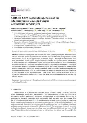 CRISPR-Cas9-Based Mutagenesis of the Mucormycosis-Causing Fungus Lichtheimia Corymbifera