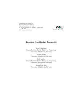 Quantum Hamiltonian Complexity