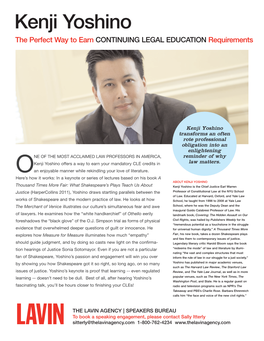 Kenji Yoshino the Perfect Way to Earn CONTINUING LEGAL EDUCATION Requirements