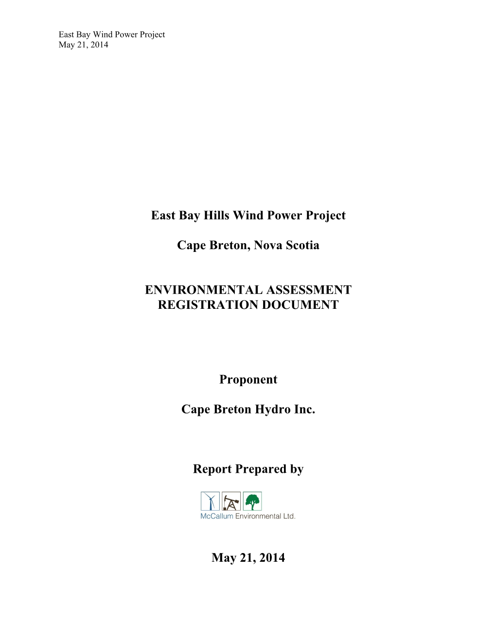 East Bay Hills Wind Power Project Cape Breton, Nova Scotia