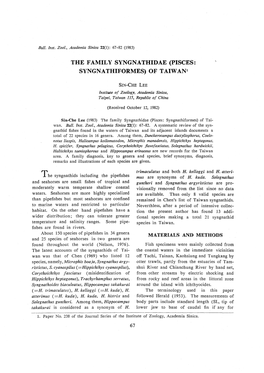 THE FAMILY SYNGNATHIDAE (PISCES: SYNGNATHIFORMES) of Taiwanl