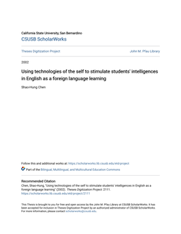 Using Technologies of the Self to Stimulate Students' Intelligences in English As a Foreign Language Learning