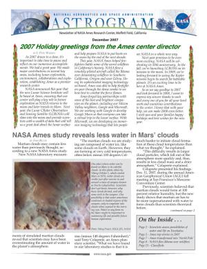 2007 Holiday Greetings from the Ames Center Director NASA Ames Study