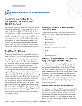 Supporting Information to the Management of Patients with Third Molar Teeth