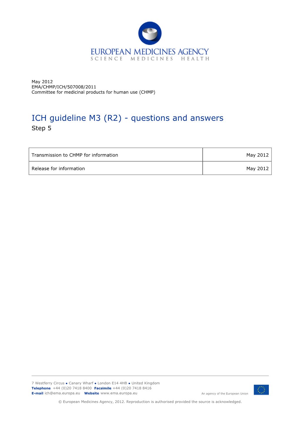 ICH Guideline M3 (R2) - Questions and Answers Step 5