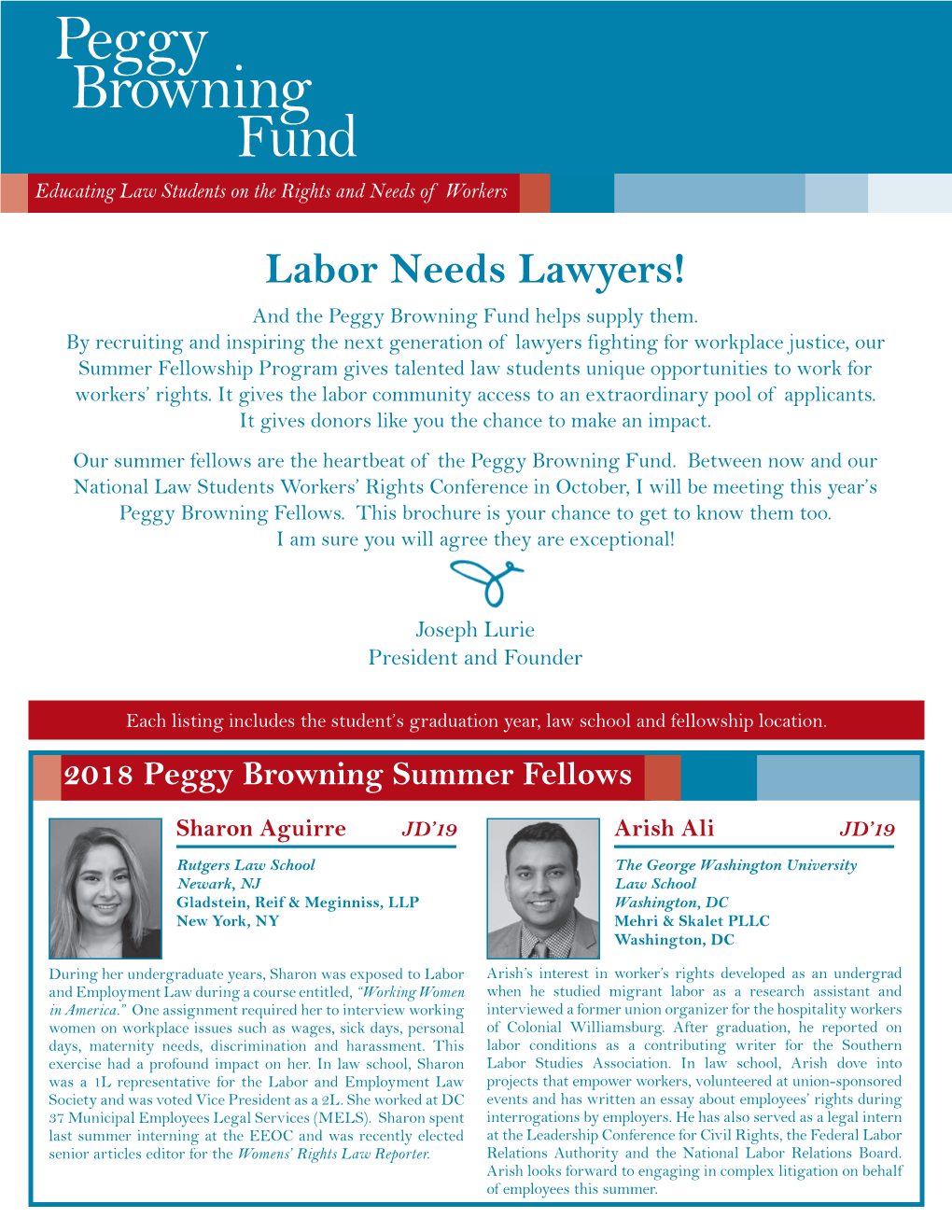 Labor Needs Lawyers! and the Peggy Browning Fund Helps Supply Them