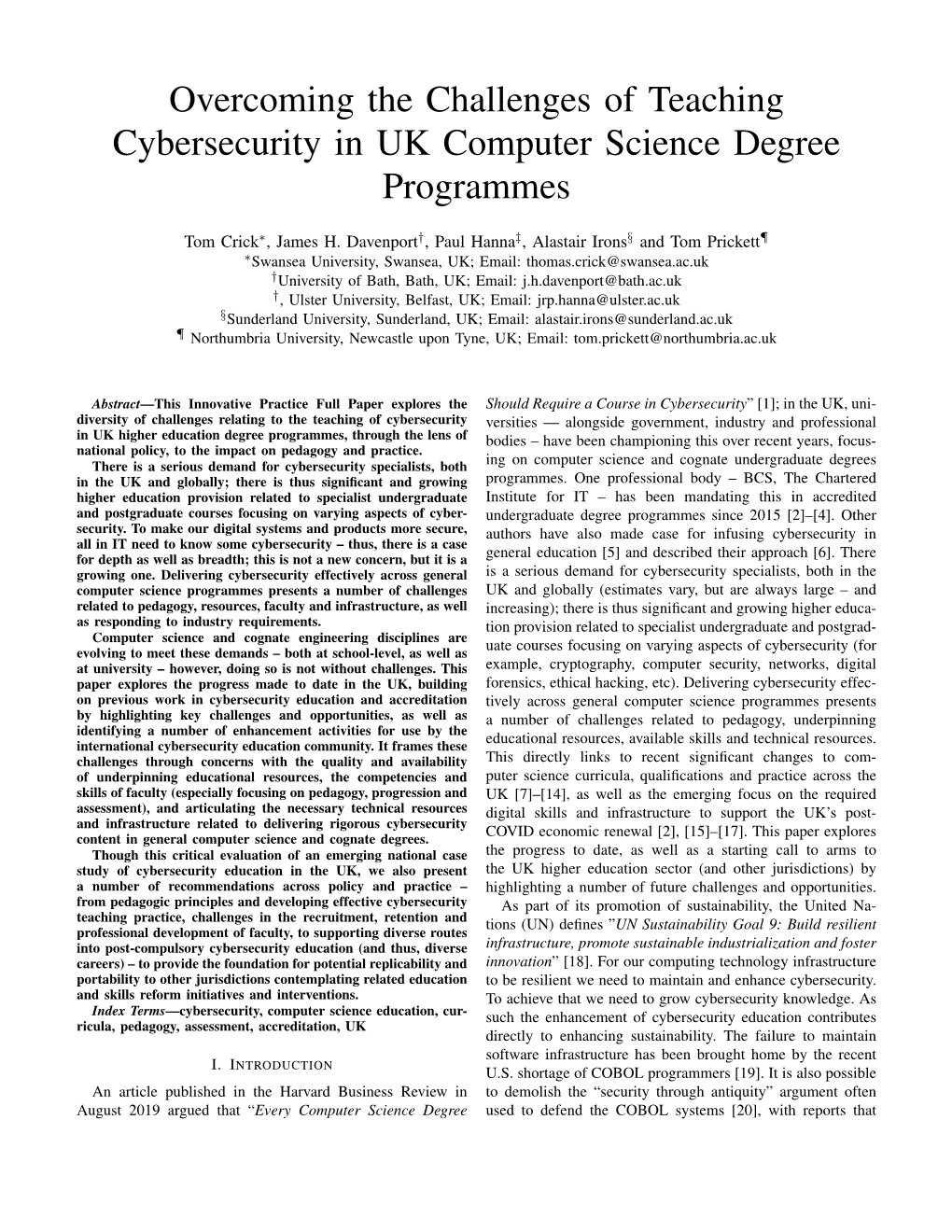 Overcoming the Challenges of Teaching Cybersecurity in UK Computer Science Degree Programmes