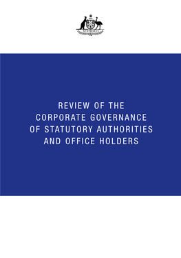 Review of the Corporate Governance of Statutory Authorities and Office Holders Review of the Corporate Governance of Statutory Authorities and Office Holders