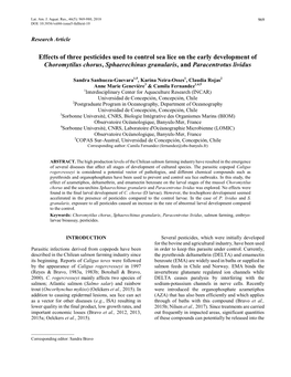 Effects of Three Pesticides Used to Control Sea Lice on the Early Development of Choromytilus Chorus, Sphaerechinus Granularis, and Paracentrotus Lividus