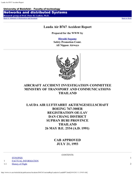 Lauda Air B767 Accident Report