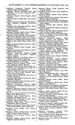 Supplement to the London Gazette, 14 Januaey, 1916. 583