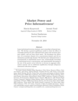 Market Power and Price Informativeness∗