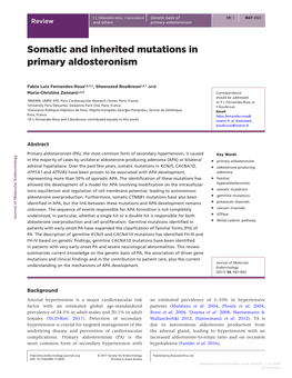 Somatic and Inherited Mutations in Primary Aldosteronism
